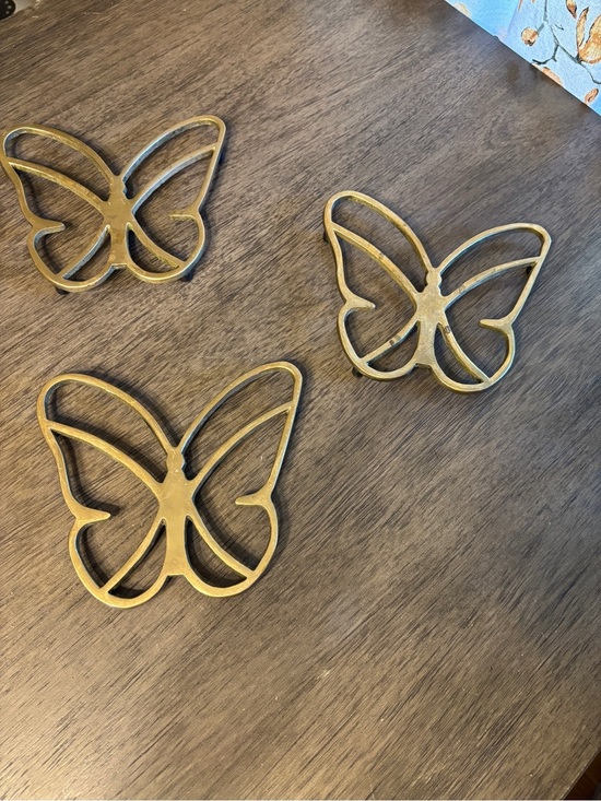 Other - Set of 3 Vintage Brass Butterfly Trivets